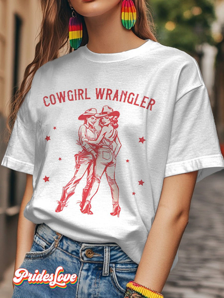 LGBT Rainbow Gay Cowgirl Lesbian Art Print Casaul T-shirt