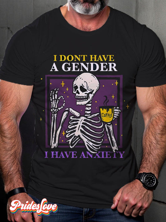 LGBT Rainbow I don't have a gender I have anxiety skeleton aesthetic queer Art Print Casaul T-shirt