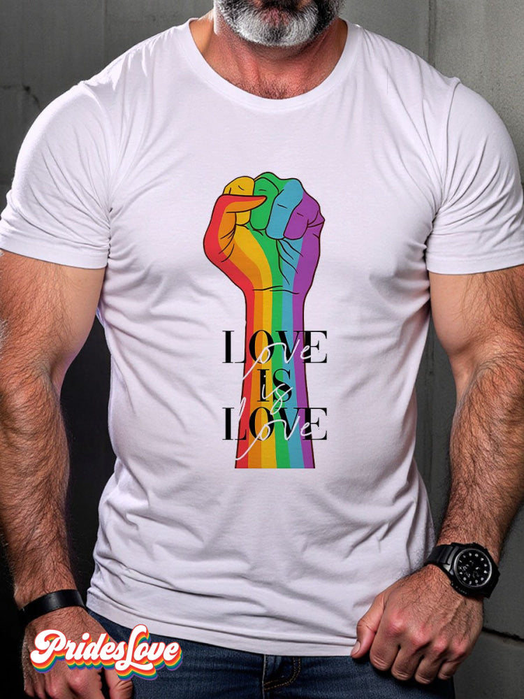 LGBT Rainbow Love Is Love Support Equality Art Print Casaul T-shirt