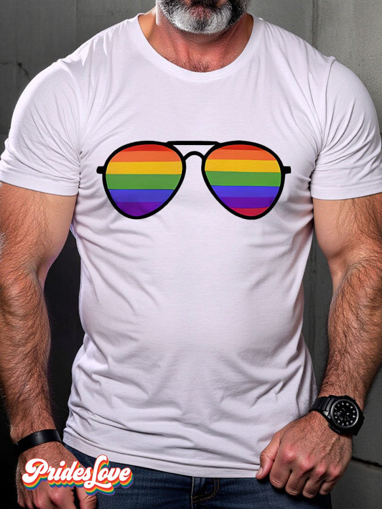 LGBT Rainbow Sunglasses Gradient Stripes Art Print T-shirt