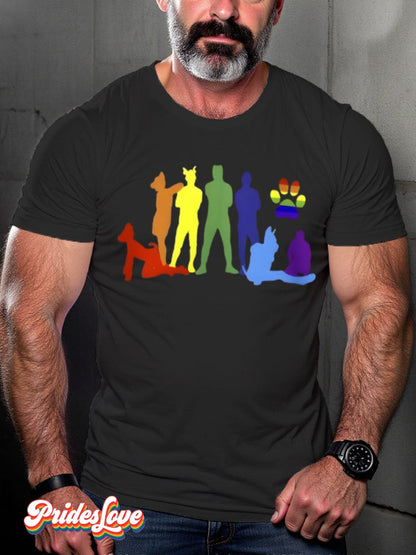 LGBTQ Gay Leather Pirde Puppy Print T-shirt