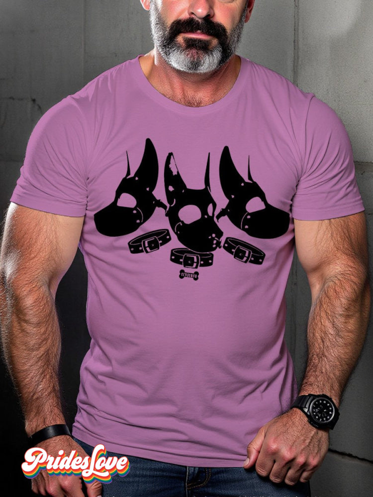 LGBTQ Gay Leather Pirde Puppy Print T-shirt