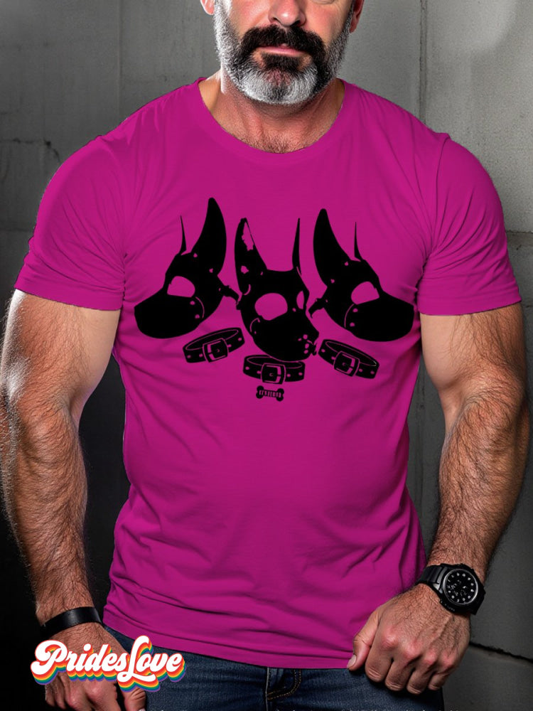 LGBTQ Gay Leather Pirde Puppy Print T-shirt