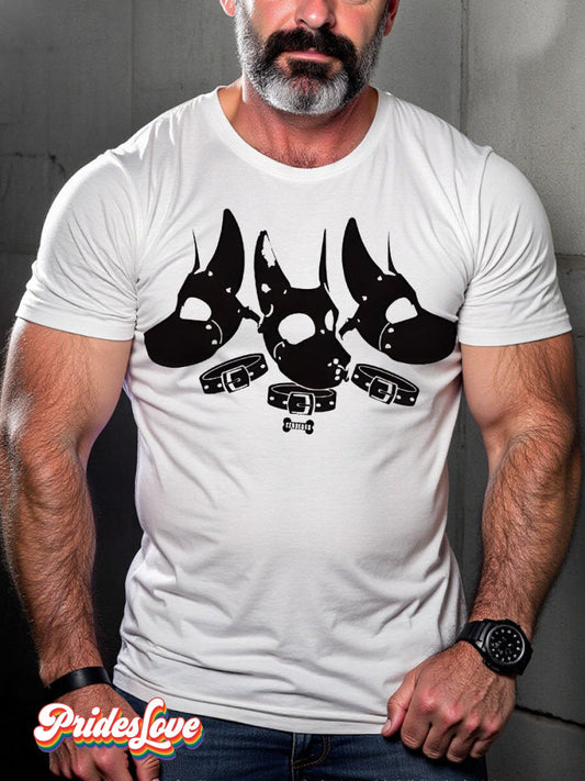 LGBTQ Gay Leather Pirde Puppy Print T-shirt