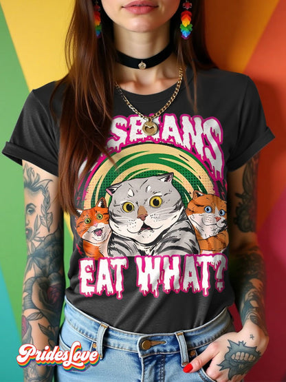 LGBTQ Lesbian Eat What Fun Print T-shirt