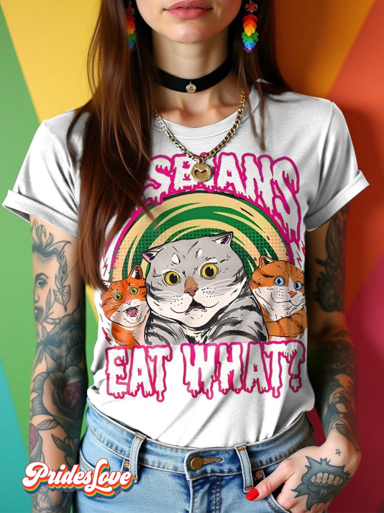 LGBTQ Lesbian Eat What Fun Print T-shirt