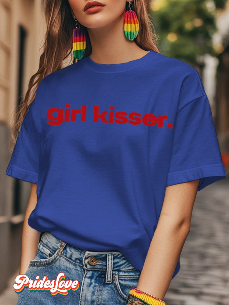 LGBTQ  Lesbian Pride Girl Kisser Print T-shirt