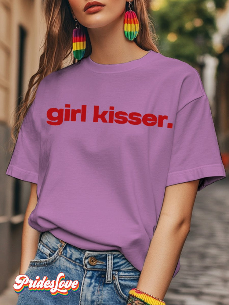 LGBTQ  Lesbian Pride Girl Kisser Print T-shirt