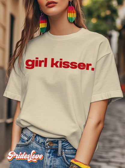 LGBTQ  Lesbian Pride Girl Kisser Print T-shirt