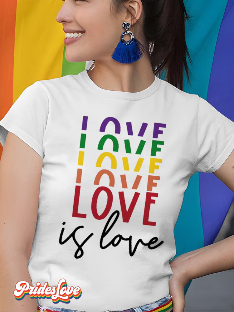 LGBTQ  Lesbian Pride Girls Love Is Love Print T-shirt