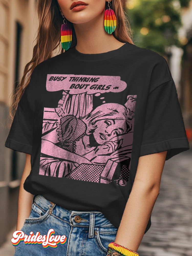 LGBTQ  Lesbian Pride Girls Love Print T-shirt