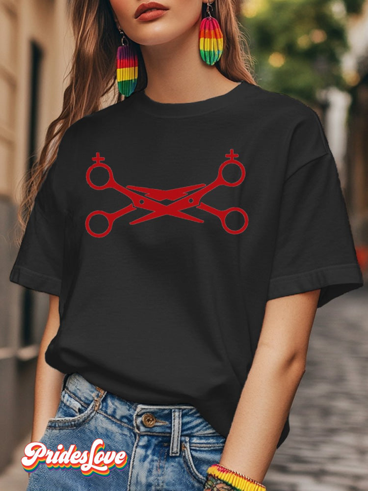 LGBTQ  Lesbian Pride Scissors Print T-shirt