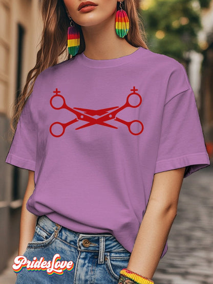 LGBTQ  Lesbian Pride Scissors Print T-shirt