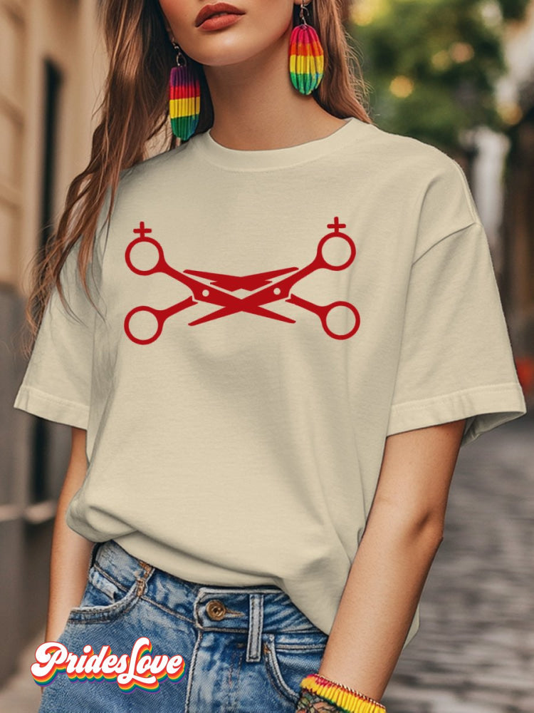 LGBTQ  Lesbian Pride Scissors Print T-shirt