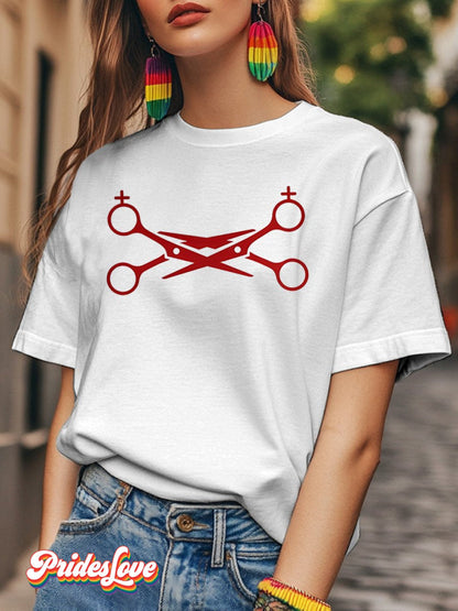 LGBTQ  Lesbian Pride Scissors Print T-shirt