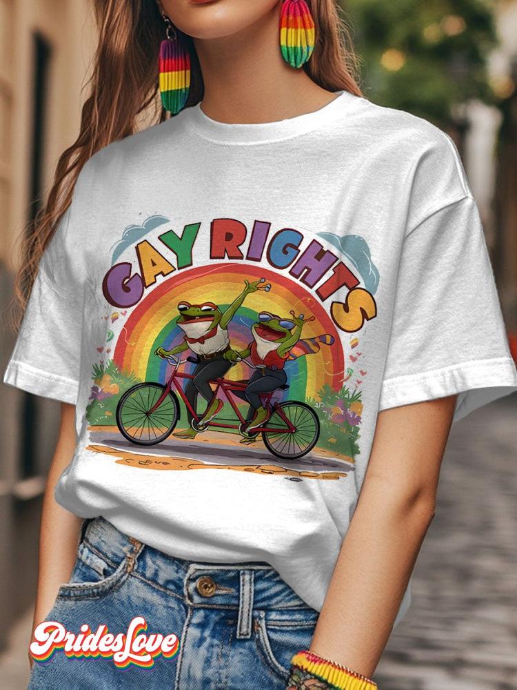 LGBTQ+ Pride Gay Rights Rainbow Frog Art Print Casaul T-shirt