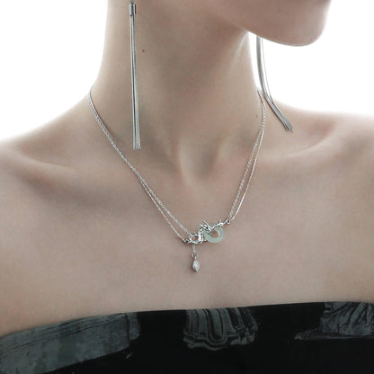 Loong S925 Sterling Silver Quartz Jade Necklace - 1ST XULIE