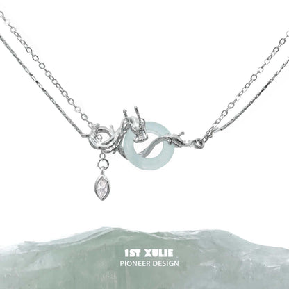 Loong S925 Sterling Silver Quartz Jade Necklace - 1ST XULIE