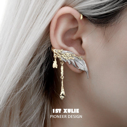 Lucifer 18K Platinum Plated Feather Ear Clips - 1ST XULIE