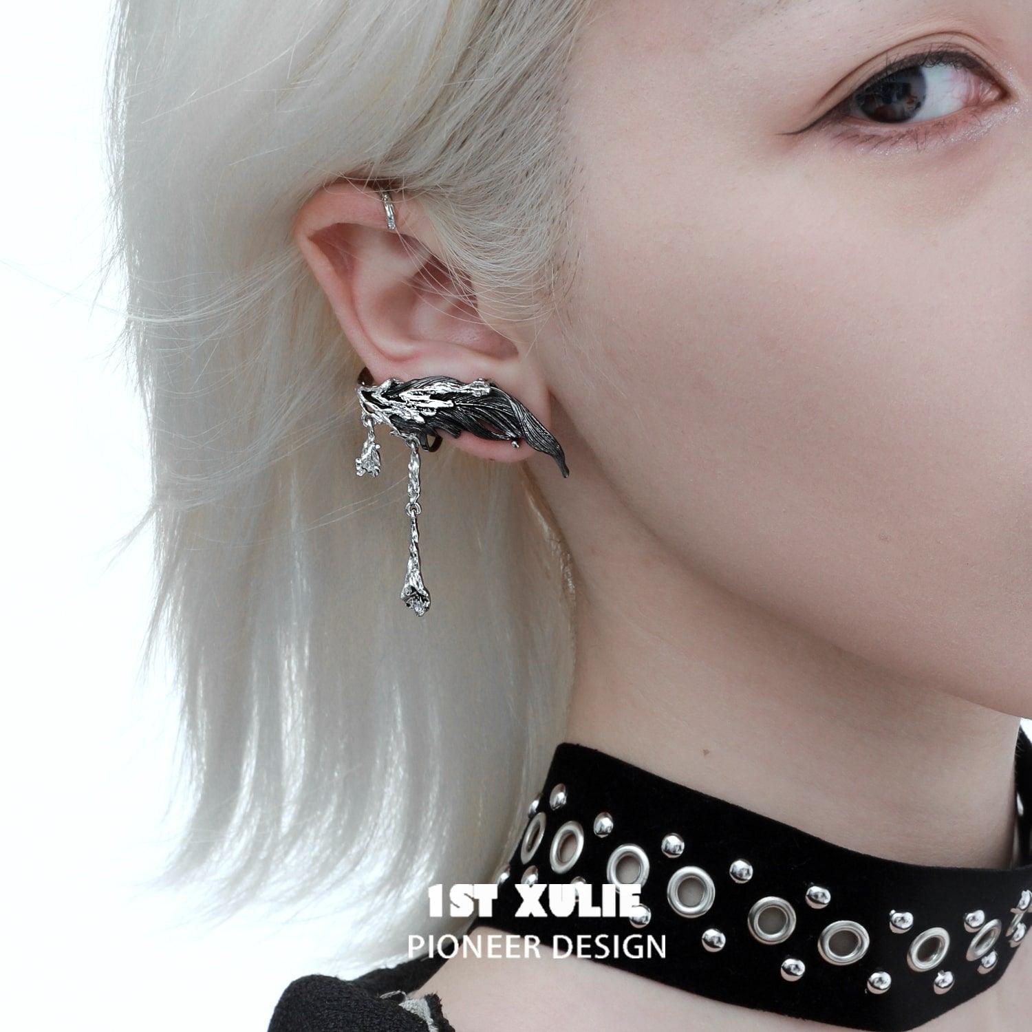 Lucifer 18K Platinum Plated Feather Ear Clips - 1ST XULIE