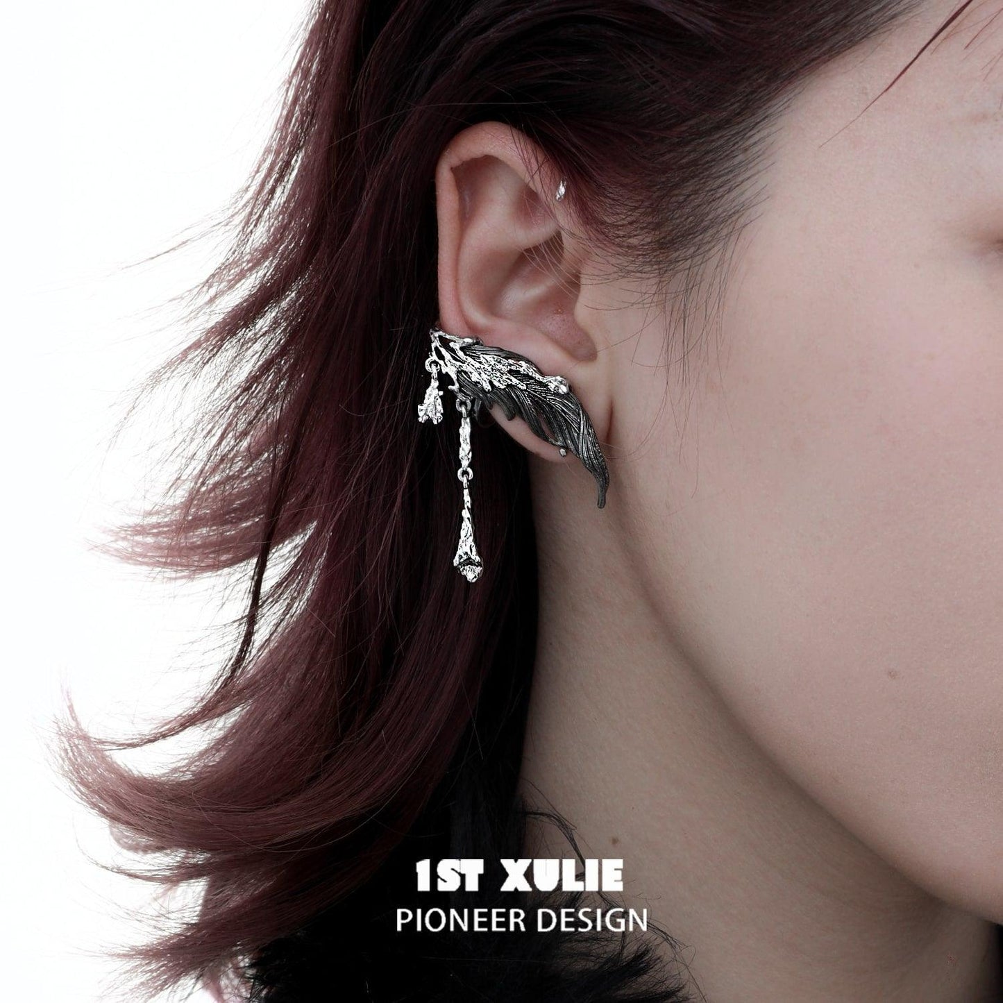 Lucifer 18K Platinum Plated Feather Ear Clips - 1ST XULIE