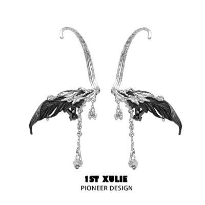 Lucifer 18K Platinum Plated Feather Ear Clips - 1ST XULIE