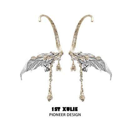 Lucifer 18K Platinum Plated Feather Ear Clips - 1ST XULIE