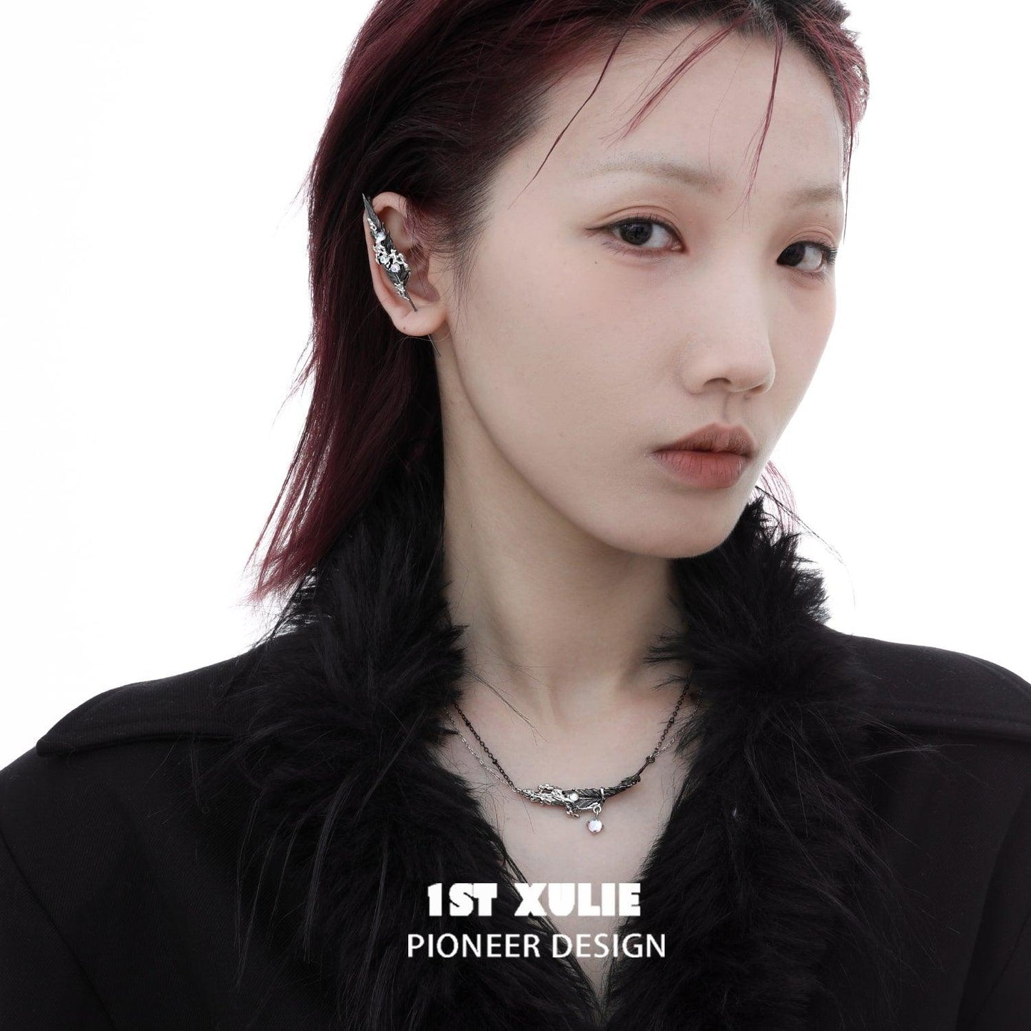 Lucifer White Agate Moonstone Needle Piercing Earring - 1ST XULIE