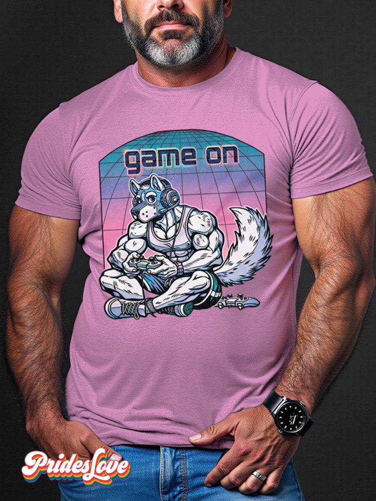 Men's LGBT Gay Pride Puppy Game On Print T-shirt