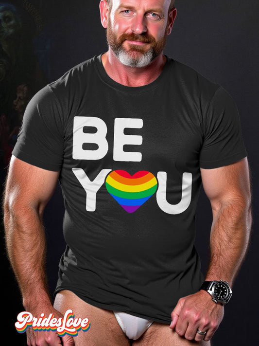 Men's LGBT Rainbow Be You LGBT Flag Gay Pride Casual Print T-shirt