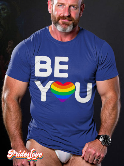 Men's LGBT Rainbow Be You LGBT Flag Gay Pride Casual Print T-shirt