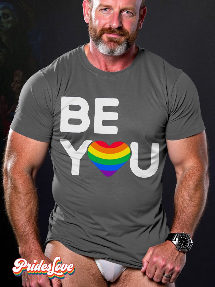 Men's LGBT Rainbow Be You LGBT Flag Gay Pride Casual Print T-shirt