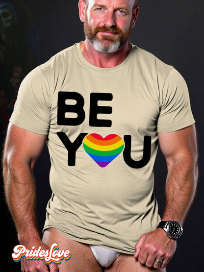 Men's LGBT Rainbow Be You LGBT Flag Gay Pride Casual Print T-shirt