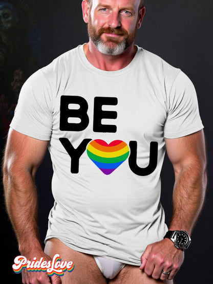 Men's LGBT Rainbow Be You LGBT Flag Gay Pride Casual Print T-shirt