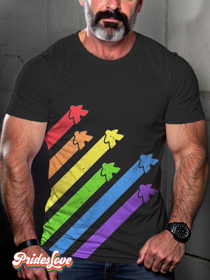 Men's LGBT Rainbow Board Game Rainbow Pride Flag Casual Print T-shirt