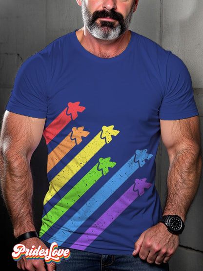 Men's LGBT Rainbow Board Game Rainbow Pride Flag Casual Print T-shirt