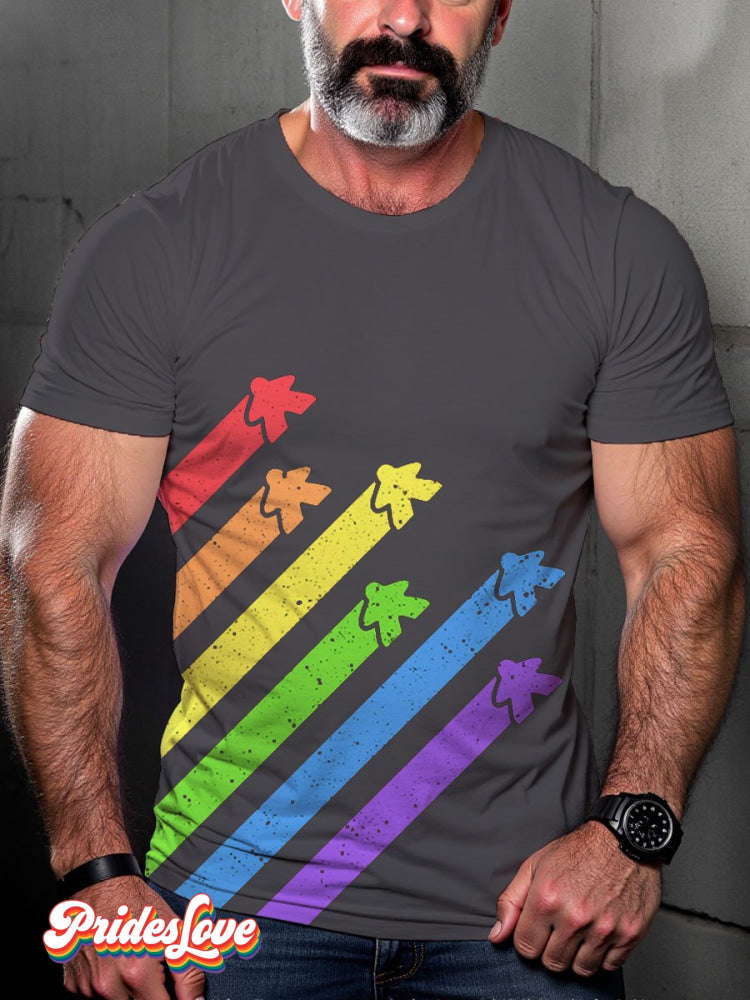 Men's LGBT Rainbow Board Game Rainbow Pride Flag Casual Print T-shirt