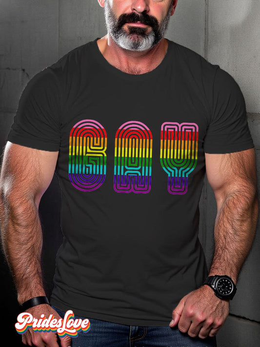 Men's LGBT Rainbow GAY Pride Rainbow Flag Casual Print T-shirt