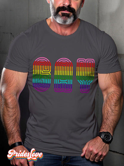 Men's LGBT Rainbow GAY Pride Rainbow Flag Casual Print T-shirt