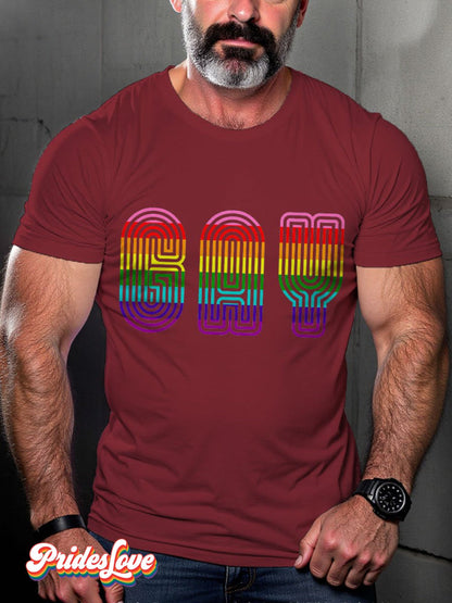 Men's LGBT Rainbow GAY Pride Rainbow Flag Casual Print T-shirt