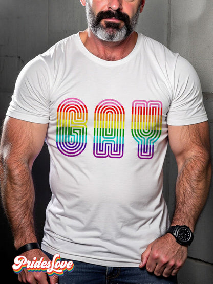 Men's LGBT Rainbow GAY Pride Rainbow Flag Casual Print T-shirt