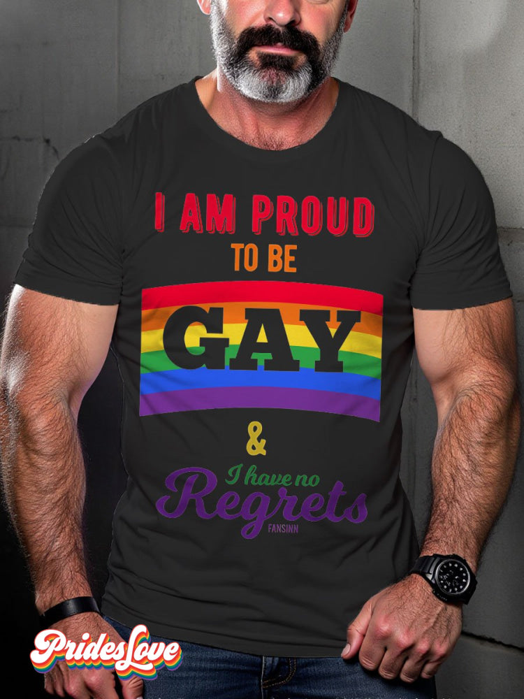 Men's LGBT Rainbow I Am Proud To Be Gay Pride Casual Print T-shirt