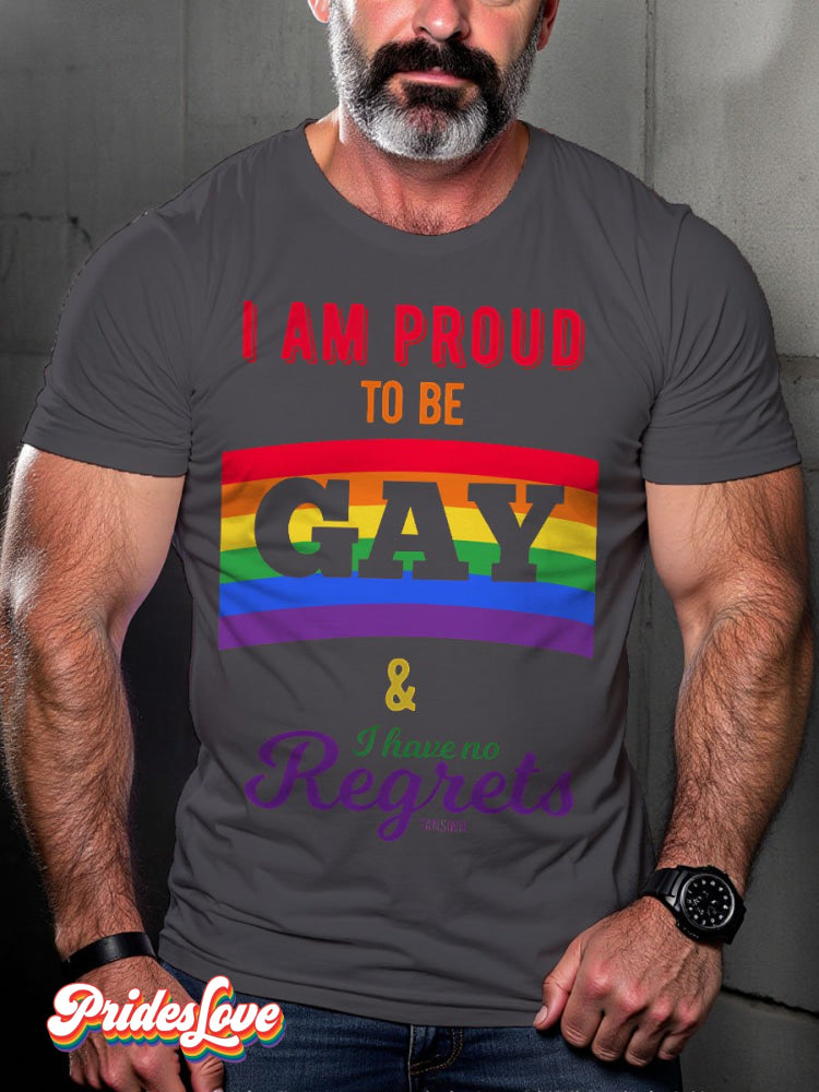 Men's LGBT Rainbow I Am Proud To Be Gay Pride Casual Print T-shirt