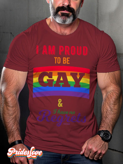 Men's LGBT Rainbow I Am Proud To Be Gay Pride Casual Print T-shirt