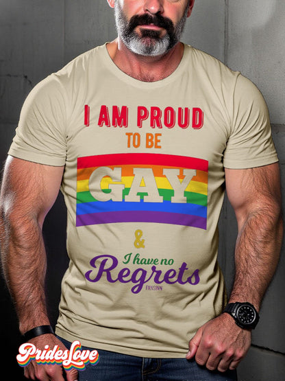 Men's LGBT Rainbow I Am Proud To Be Gay Pride Casual Print T-shirt