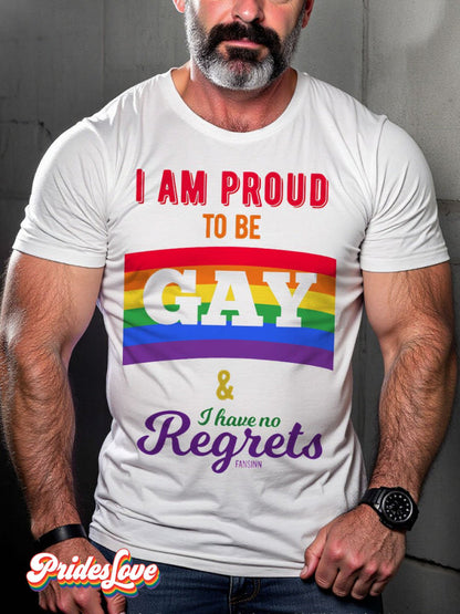 Men's LGBT Rainbow I Am Proud To Be Gay Pride Casual Print T-shirt