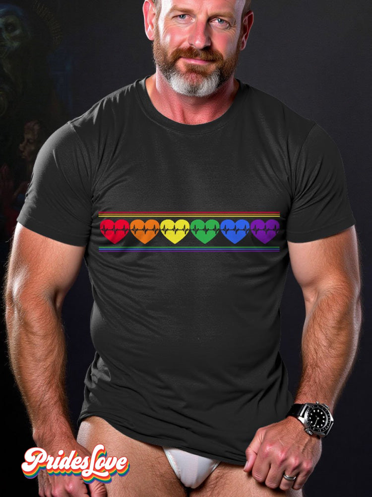 Men's LGBT Rainbow LGBTQ Flag Colorful Pride Casual Print T-shirt