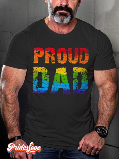 Men's LGBT Rainbow Proud Dad Pride Casual Print T-shirt