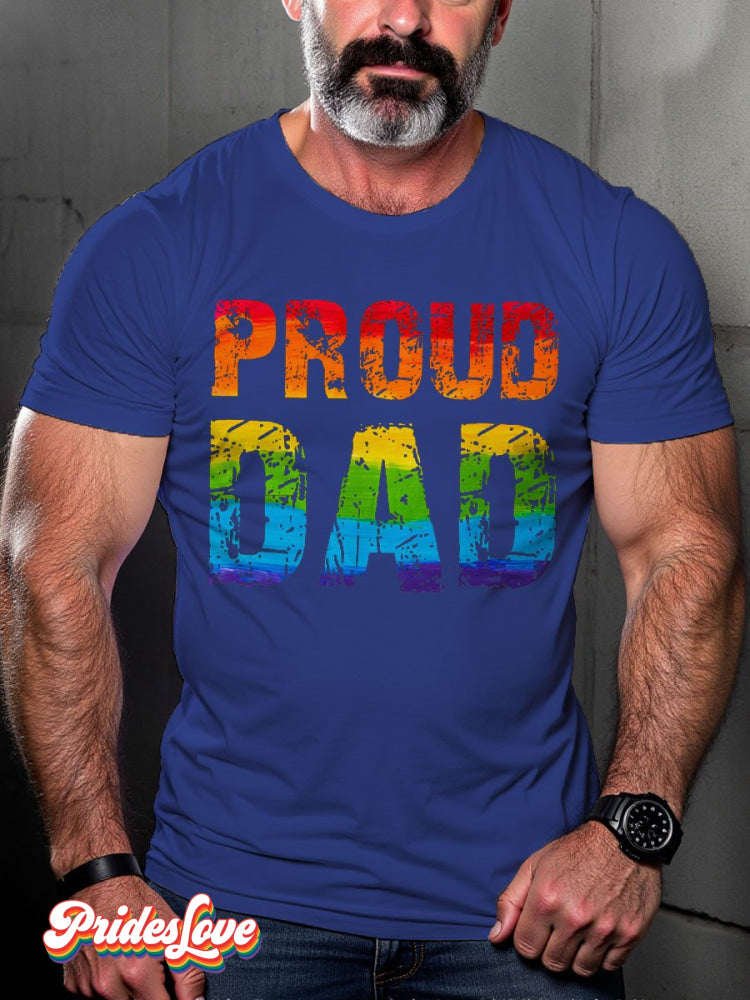 Men's LGBT Rainbow Proud Dad Pride Casual Print T-shirt