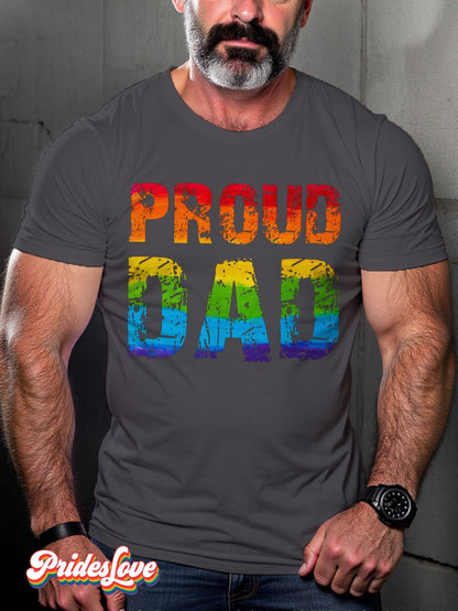 Men's LGBT Rainbow Proud Dad Pride Casual Print T-shirt